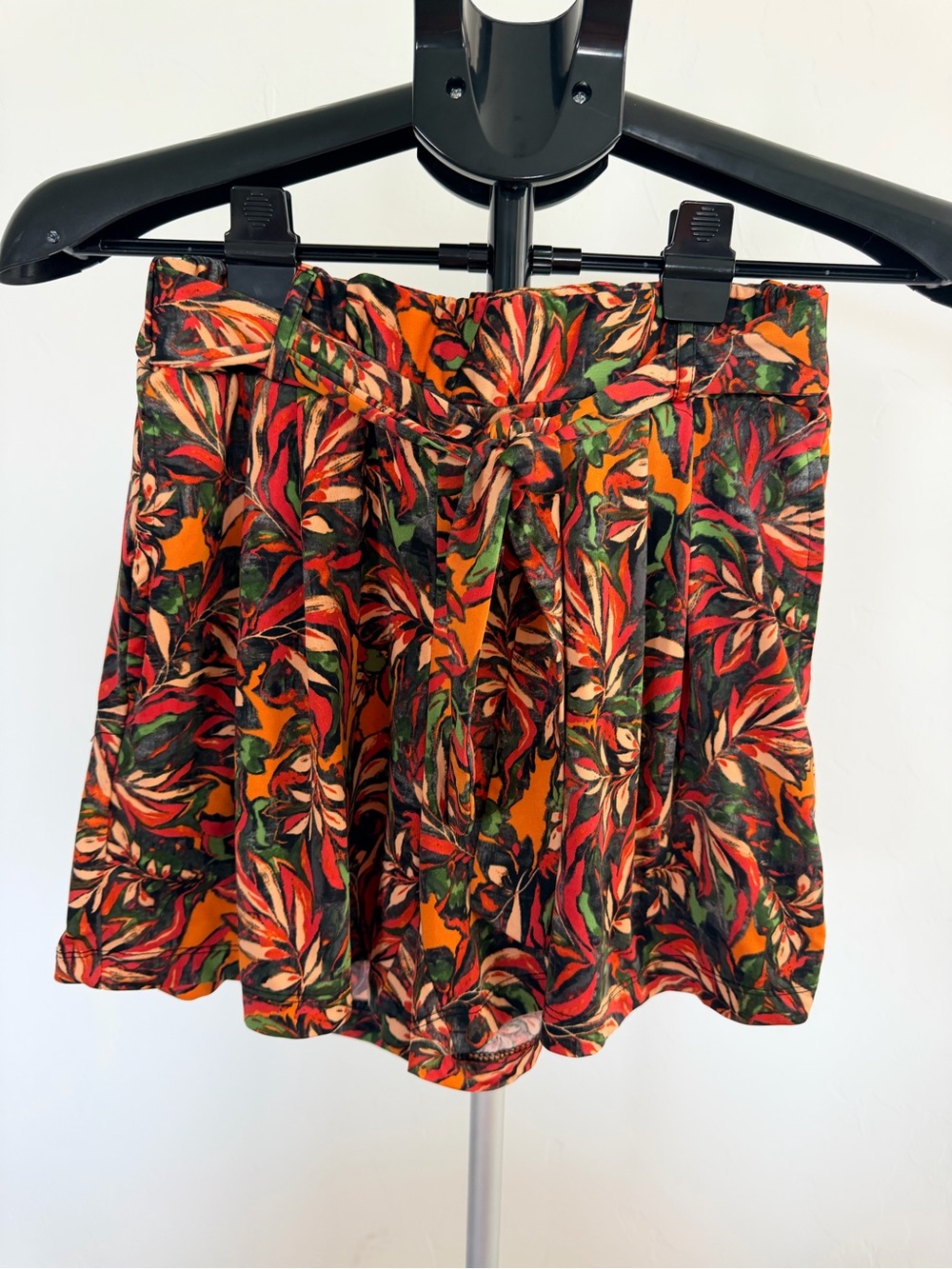 Robert Louis Orange Multi Tropical Tie-Waist Skort
